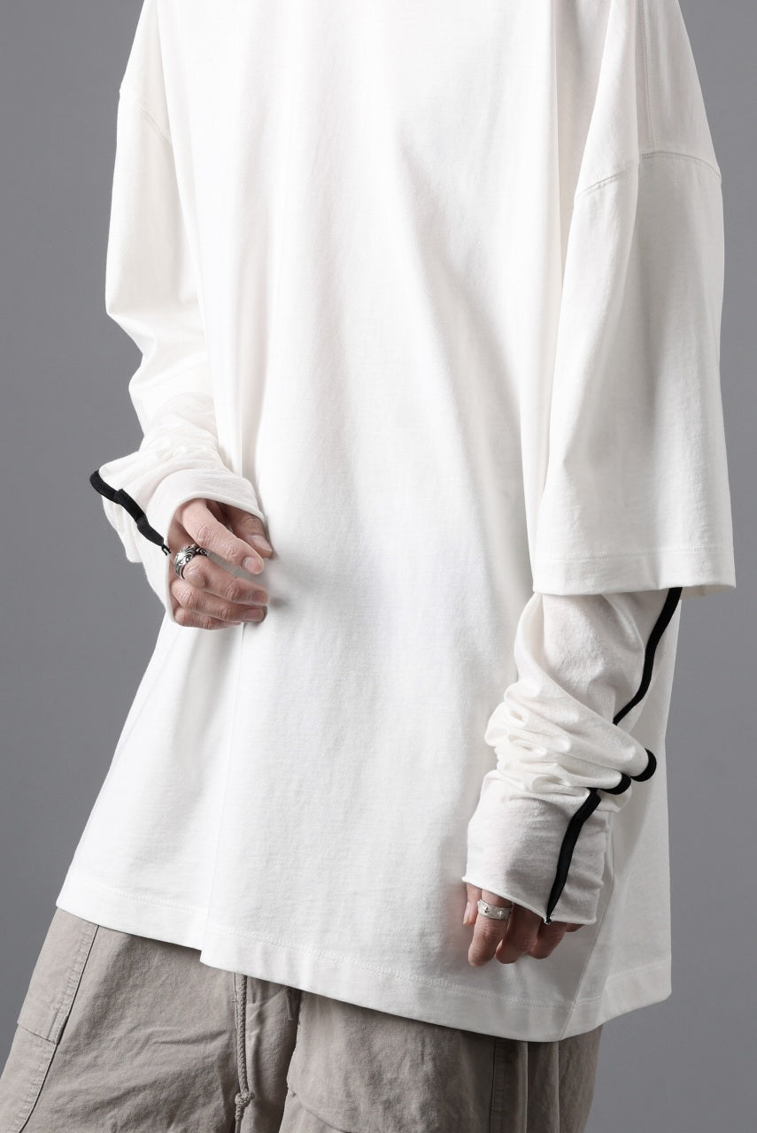 画像をギャラリービューアに読み込む, thom/krom OVERSIZED LAYER PIPING SLEEVE TEE / COTTON JERSEY (CREAM)