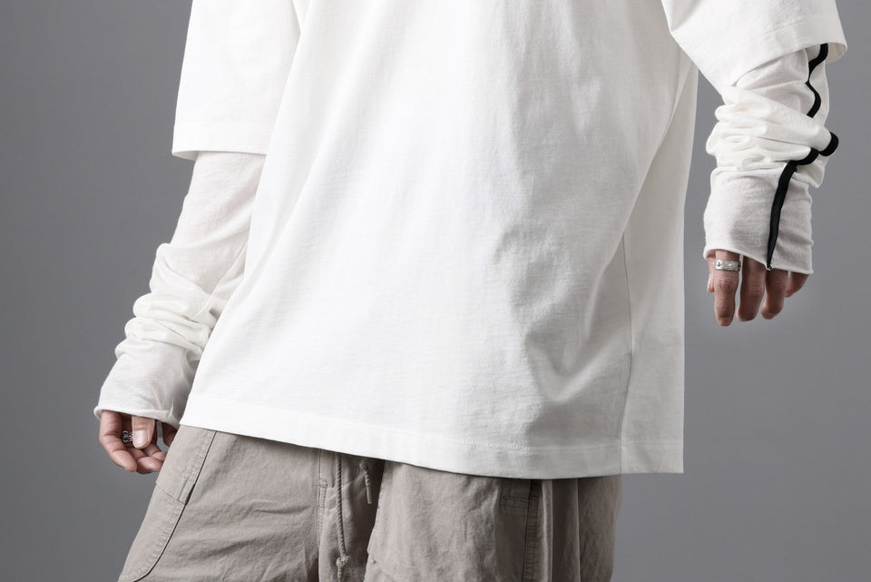 画像をギャラリービューアに読み込む, thom/krom OVERSIZED LAYER PIPING SLEEVE TEE / COTTON JERSEY (CREAM)