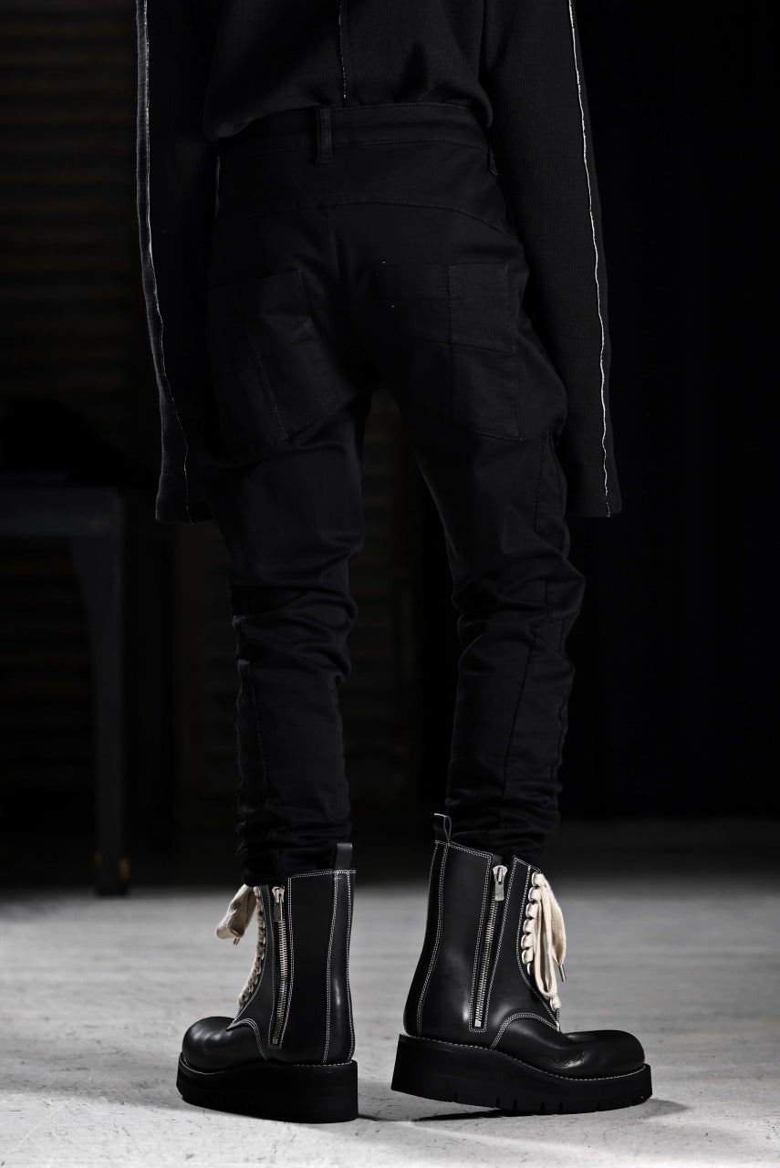 画像をギャラリービューアに読み込む, thom/krom OVER LOCKED SKINNY TROUSERS / STRETCH KNIT DENIM (BLACK)