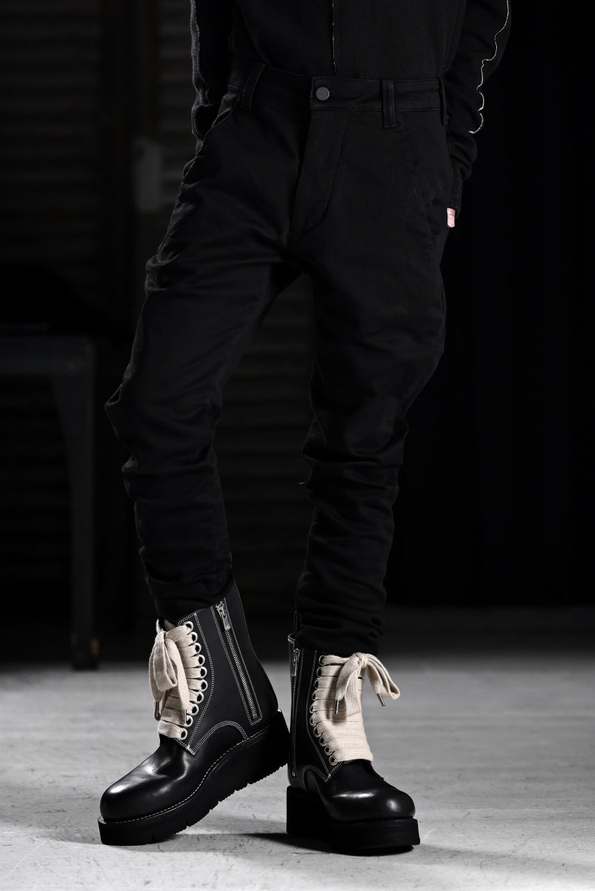 画像をギャラリービューアに読み込む, thom/krom OVER LOCKED SKINNY TROUSERS / STRETCH KNIT DENIM (BLACK)