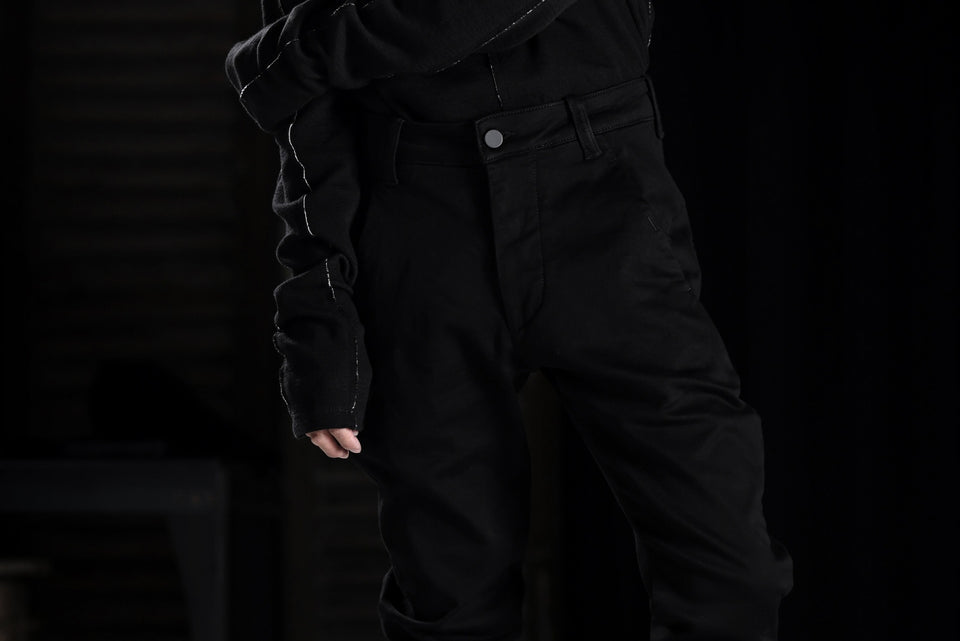 画像をギャラリービューアに読み込む, thom/krom OVER LOCKED SKINNY TROUSERS / STRETCH KNIT DENIM (BLACK)