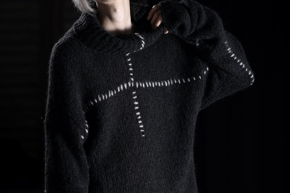 画像をギャラリービューアに読み込む, thom/krom HIGH COLLAR KNIT PULLOVER / ALPACA WOOL (BLACK)