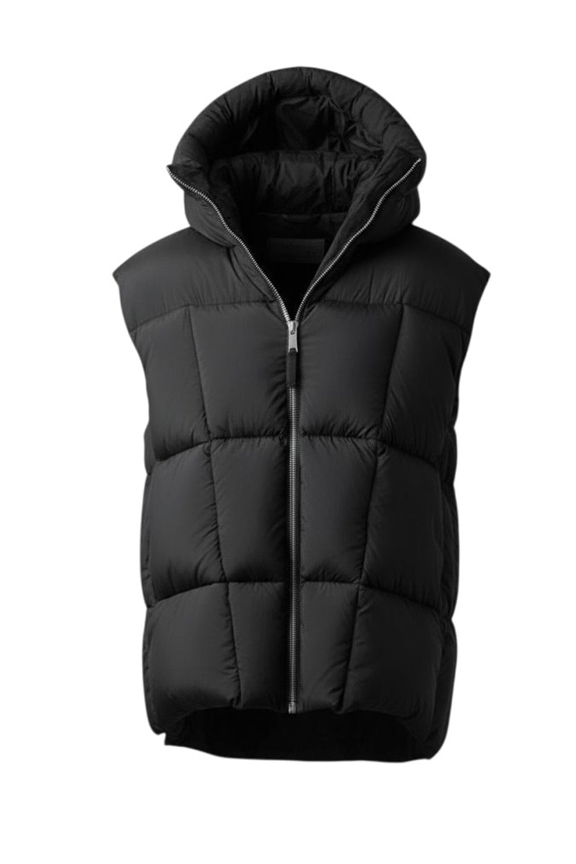画像をギャラリービューアに読み込む, thom/krom BIG HOODIE OVERSIZED VEST / WARM PUFFER (BLACK)