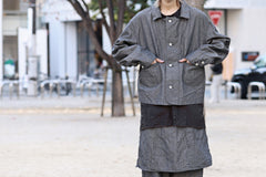 画像をギャラリービューアに読み込む, KLASICA "SOLO WOOD" LOOSE FIT SHORT COVER ALL / 9.7oz COTTON x LINEN CHAMBRAY (GRAY DENIM)