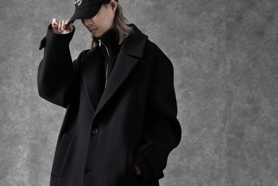 画像をギャラリービューアに読み込む, Juun.J Over Fit Knit Paneled Long Single Coat (BLACK)