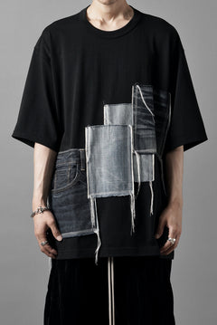 画像をギャラリービューアに読み込む, OBLADI POCKET JEANS PATCHWORK T SHIRT (BLACK)