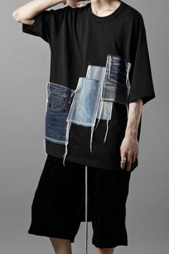 画像をギャラリービューアに読み込む, OBLADI POCKET JEANS PATCHWORK T SHIRT (BLACK)