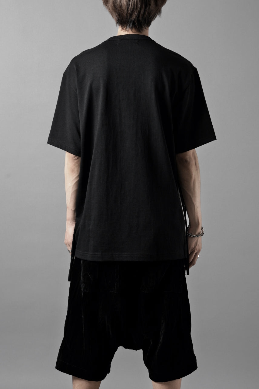 画像をギャラリービューアに読み込む, OBLADI TWO LAYER FRINGE CUT T SHIRT WITH AIRBRUSH PAINT (BLACK)