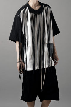画像をギャラリービューアに読み込む, OBLADI TWO LAYER FRINGE CUT T SHIRT WITH JEANS POCKET (BLACK)