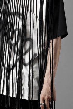 画像をギャラリービューアに読み込む, OBLADI TWO LAYER FRINGE CUT T SHIRT WITH AIRBRUSH PAINT (BLACK)