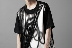 画像をギャラリービューアに読み込む, OBLADI TWO LAYER FRINGE CUT T SHIRT WITH AIRBRUSH PAINT (BLACK)