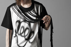 画像をギャラリービューアに読み込む, OBLADI TWO LAYER FRINGE CUT T SHIRT WITH AIRBRUSH PAINT (BLACK)