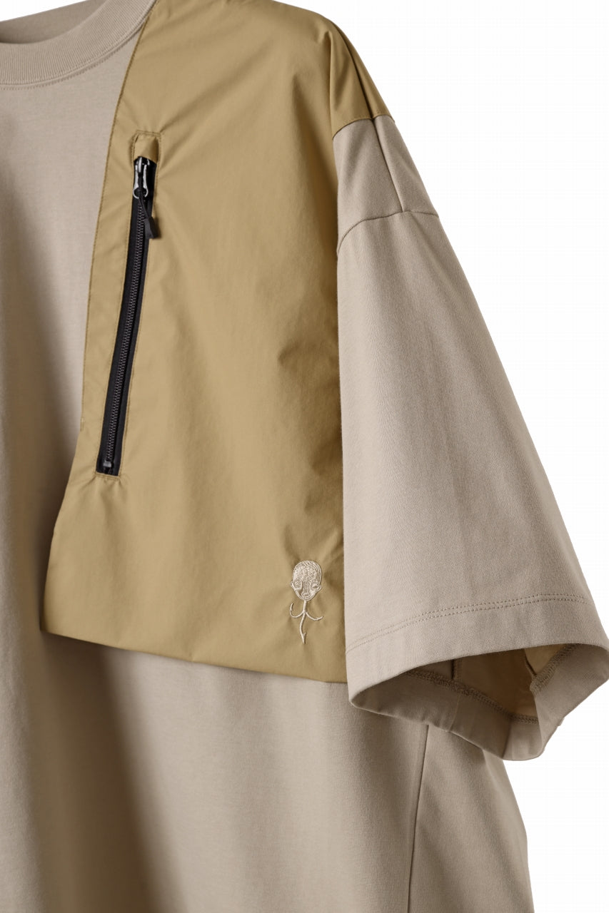 画像をギャラリービューアに読み込む, D-VEC x ALMOSTBLACK OVERSIZED ZIP POCKET SHORT T-SHIRT / HIGH TWIST COTTON S.R.G. (BEIGE)
