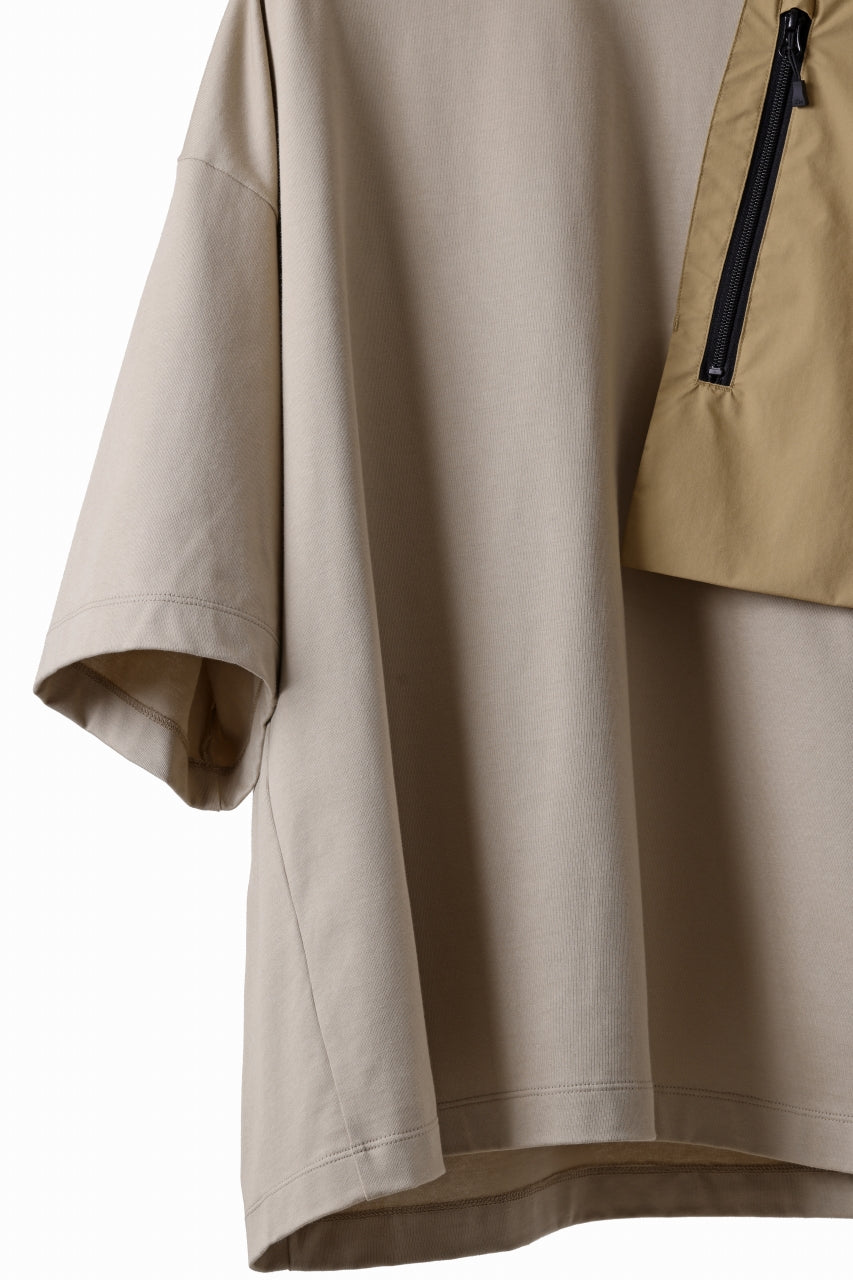 画像をギャラリービューアに読み込む, D-VEC x ALMOSTBLACK OVERSIZED ZIP POCKET SHORT T-SHIRT / HIGH TWIST COTTON S.R.G. (BEIGE)