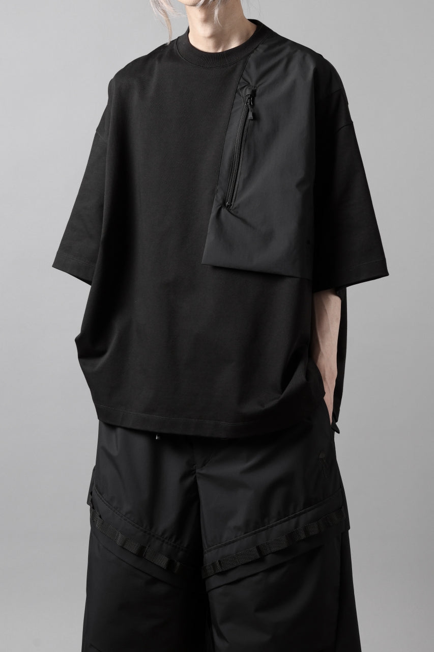 画像をギャラリービューアに読み込む, D-VEC x ALMOSTBLACK OVERSIZED ZIP POCKET SHORT T-SHIRT / HIGH TWIST COTTON S.R.G. (BLACK)