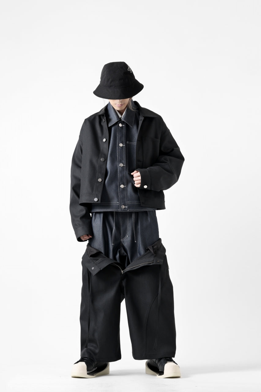 画像をギャラリービューアに読み込む, D-VEC TECH DENIM WIDE CROPPED TROUSERS / STRETCH TWILL (NIGHT SEA BLACK)