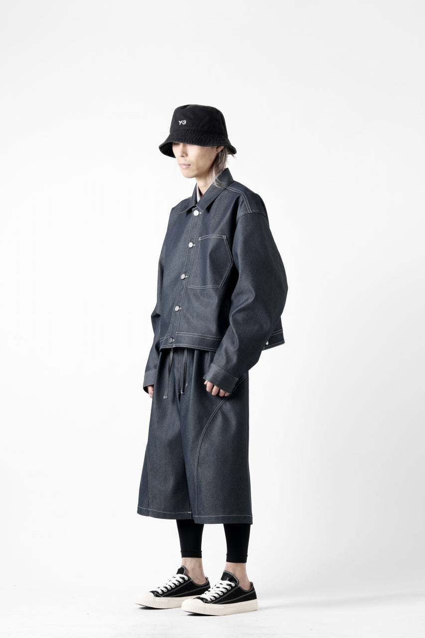 画像をギャラリービューアに読み込む, D-VEC TECH DENIM WIDE CROPPED TROUSERS / STRETCH TWILL (INDIGO)