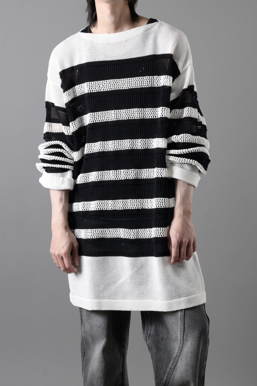 画像をギャラリービューアに読み込む, D-VEC MULTI BORDER LONG KNIT (NAVY)