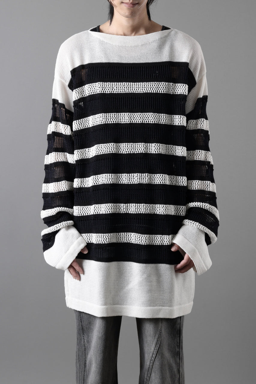 画像をギャラリービューアに読み込む, D-VEC MULTI BORDER LONG KNIT (NAVY)
