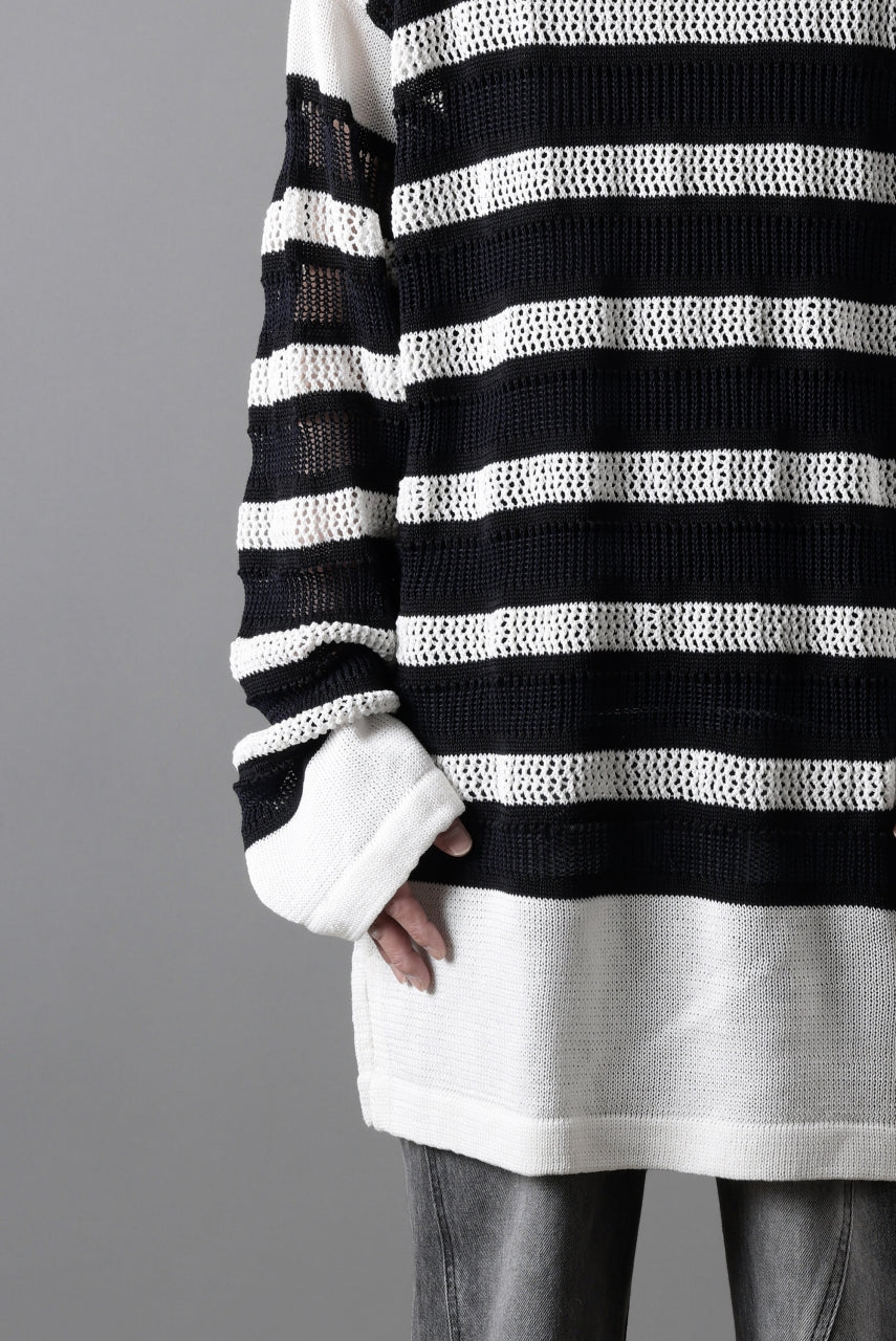 画像をギャラリービューアに読み込む, D-VEC MULTI BORDER LONG KNIT (NAVY)