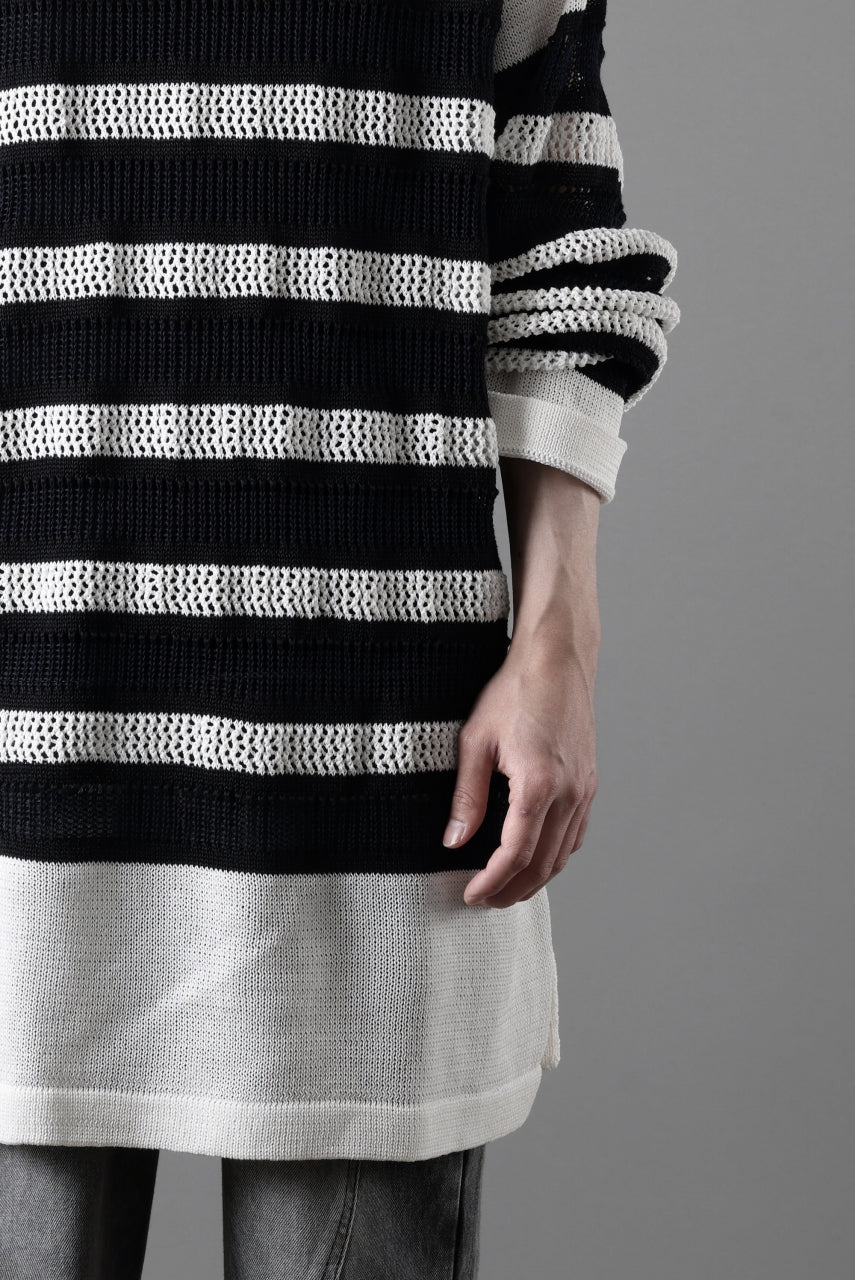 画像をギャラリービューアに読み込む, D-VEC MULTI BORDER LONG KNIT (NAVY)