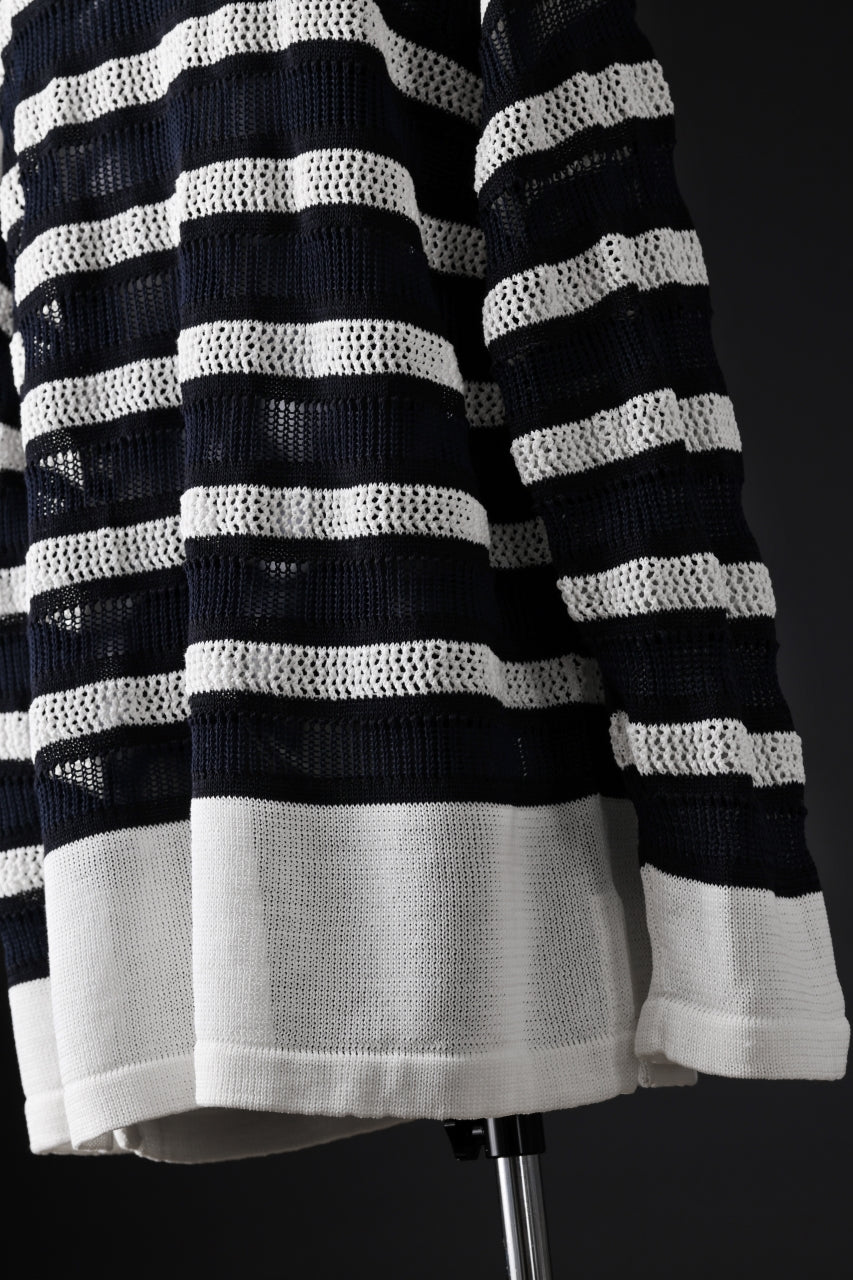 画像をギャラリービューアに読み込む, D-VEC MULTI BORDER LONG KNIT (NAVY)