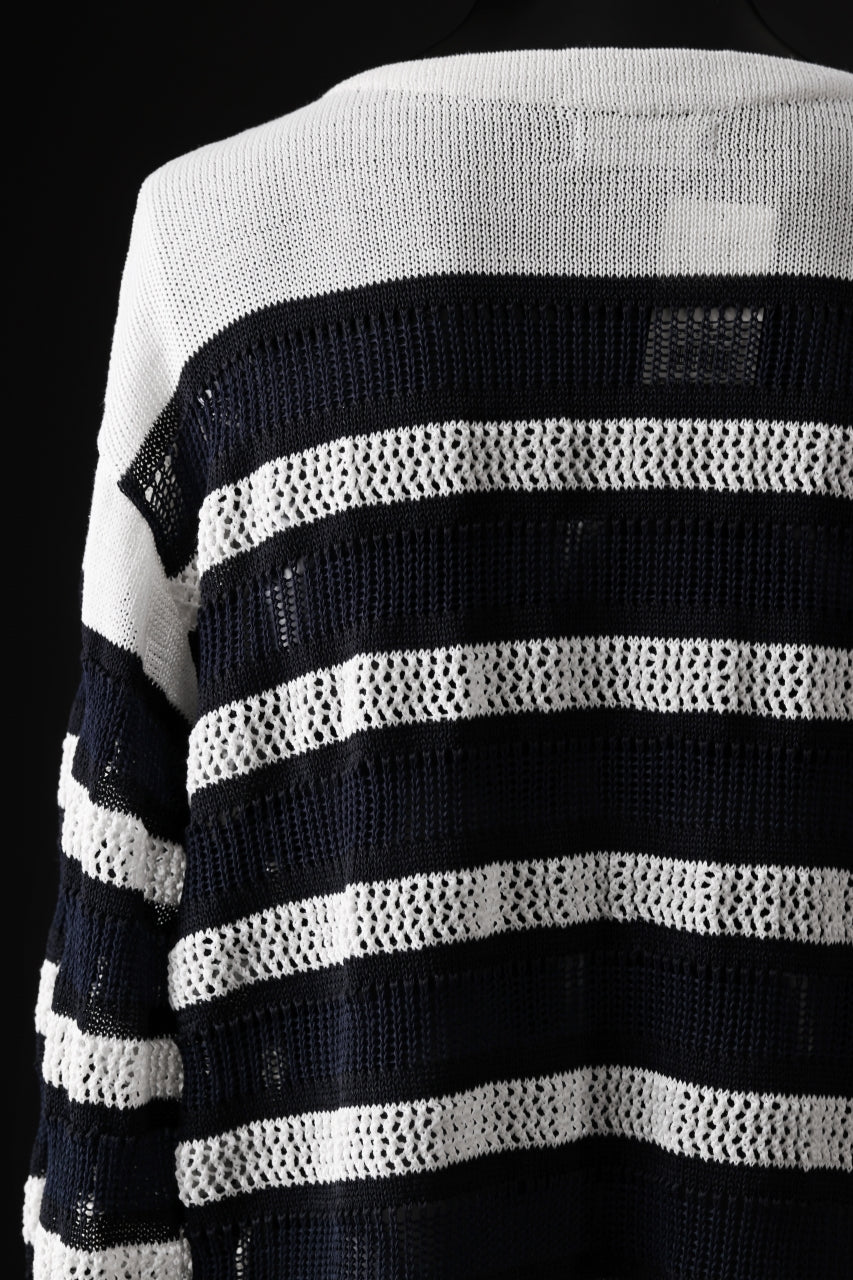 画像をギャラリービューアに読み込む, D-VEC MULTI BORDER LONG KNIT (NAVY)