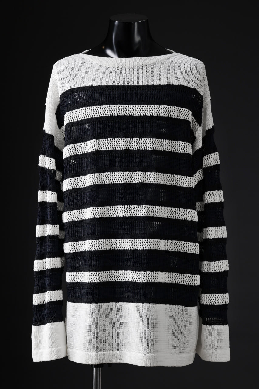 画像をギャラリービューアに読み込む, D-VEC MULTI BORDER LONG KNIT (NAVY)