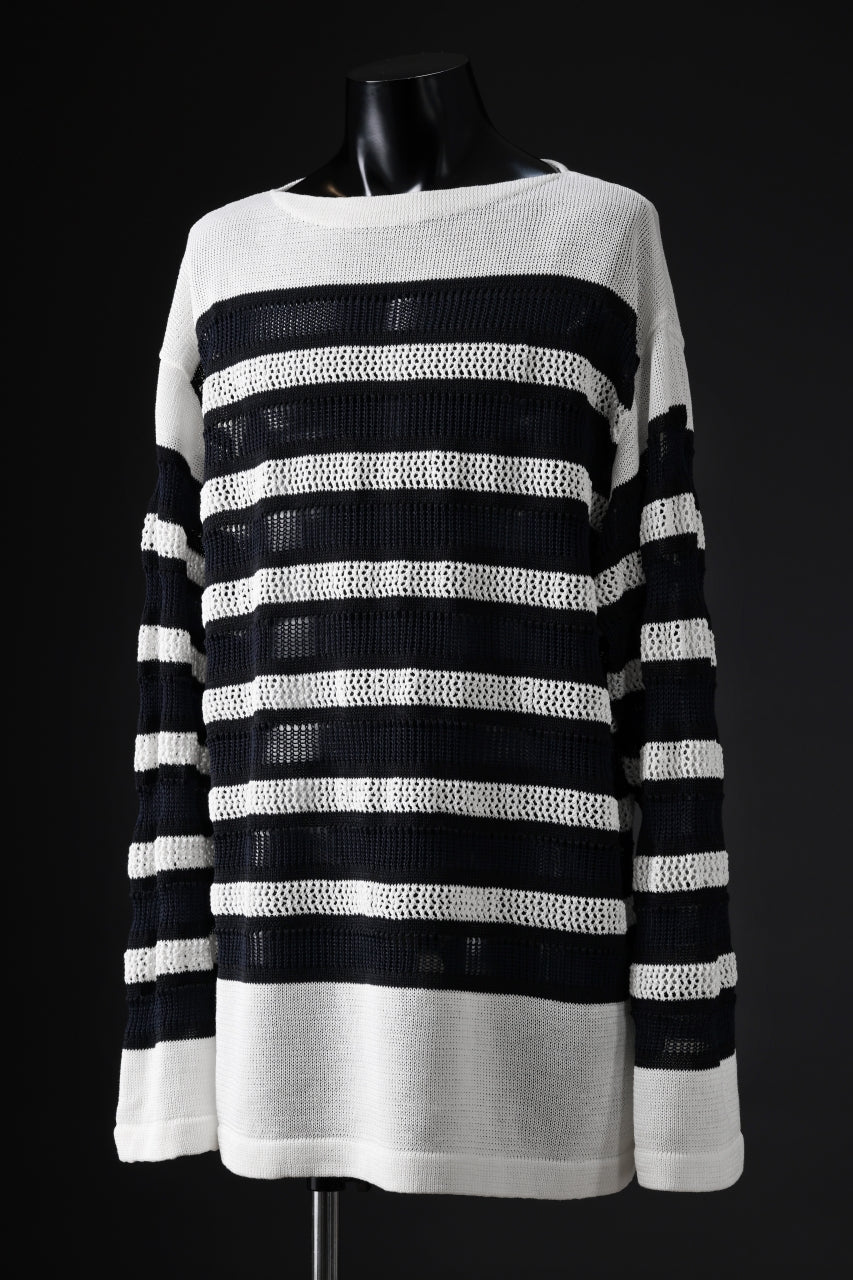 画像をギャラリービューアに読み込む, D-VEC MULTI BORDER LONG KNIT (NAVY)