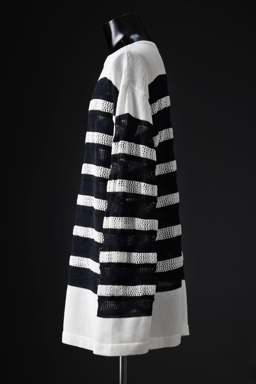 画像をギャラリービューアに読み込む, D-VEC MULTI BORDER LONG KNIT (NAVY)
