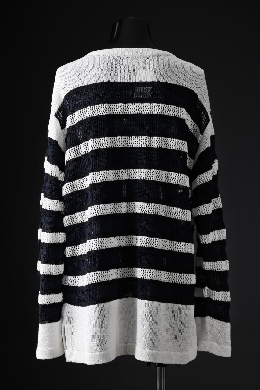 画像をギャラリービューアに読み込む, D-VEC MULTI BORDER LONG KNIT (NAVY)