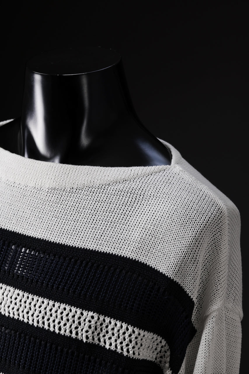 画像をギャラリービューアに読み込む, D-VEC MULTI BORDER LONG KNIT (NAVY)