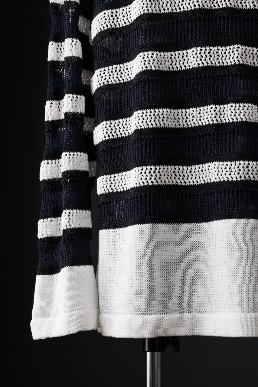 画像をギャラリービューアに読み込む, D-VEC MULTI BORDER LONG KNIT (NAVY)