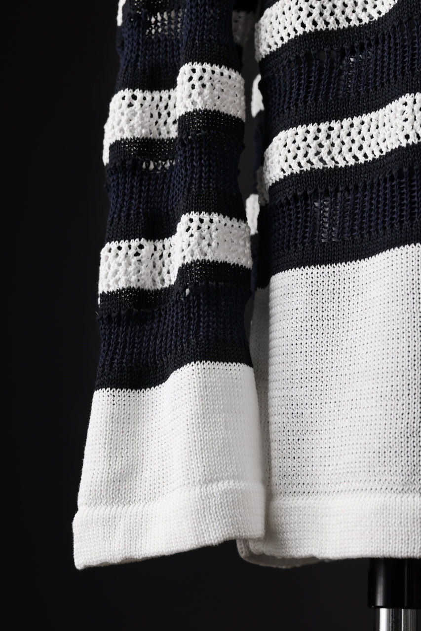 画像をギャラリービューアに読み込む, D-VEC MULTI BORDER LONG KNIT (NAVY)