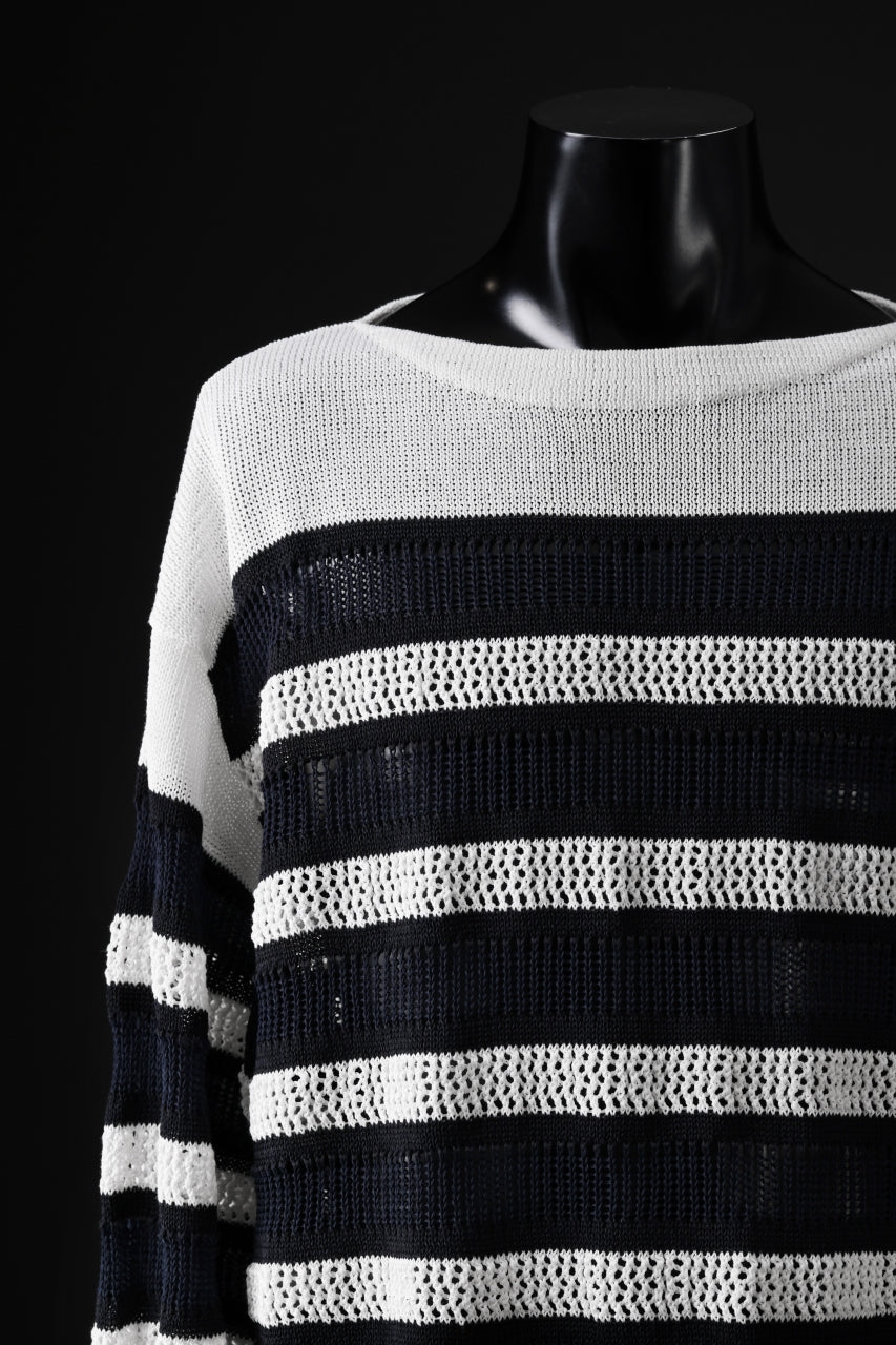 画像をギャラリービューアに読み込む, D-VEC MULTI BORDER LONG KNIT (NAVY)
