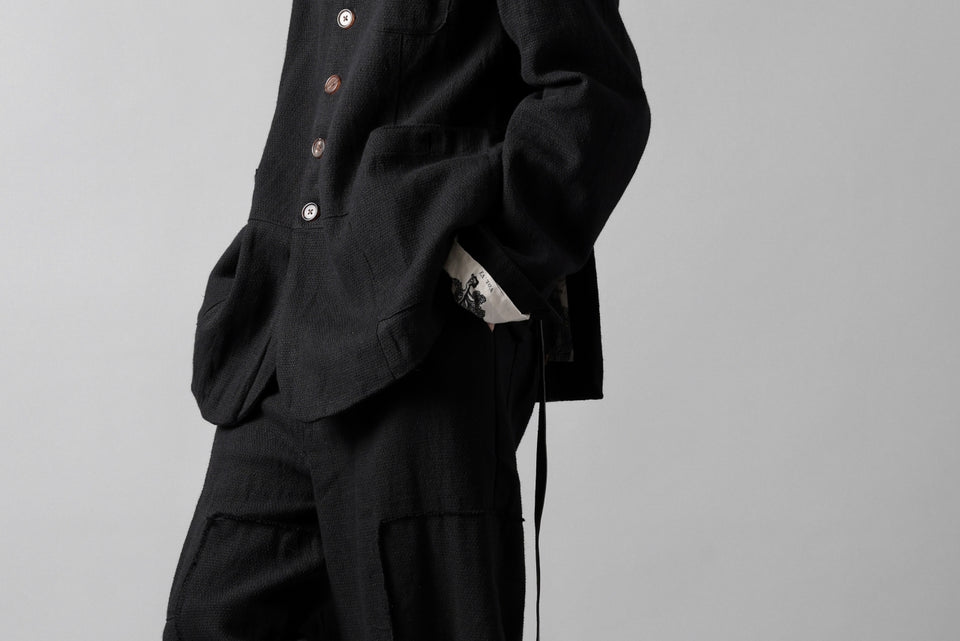 画像をギャラリービューアに読み込む, Aleksandr Manamis exclusive 19IEME Stand Collar Jacket / Mesh Linen (BLACK)