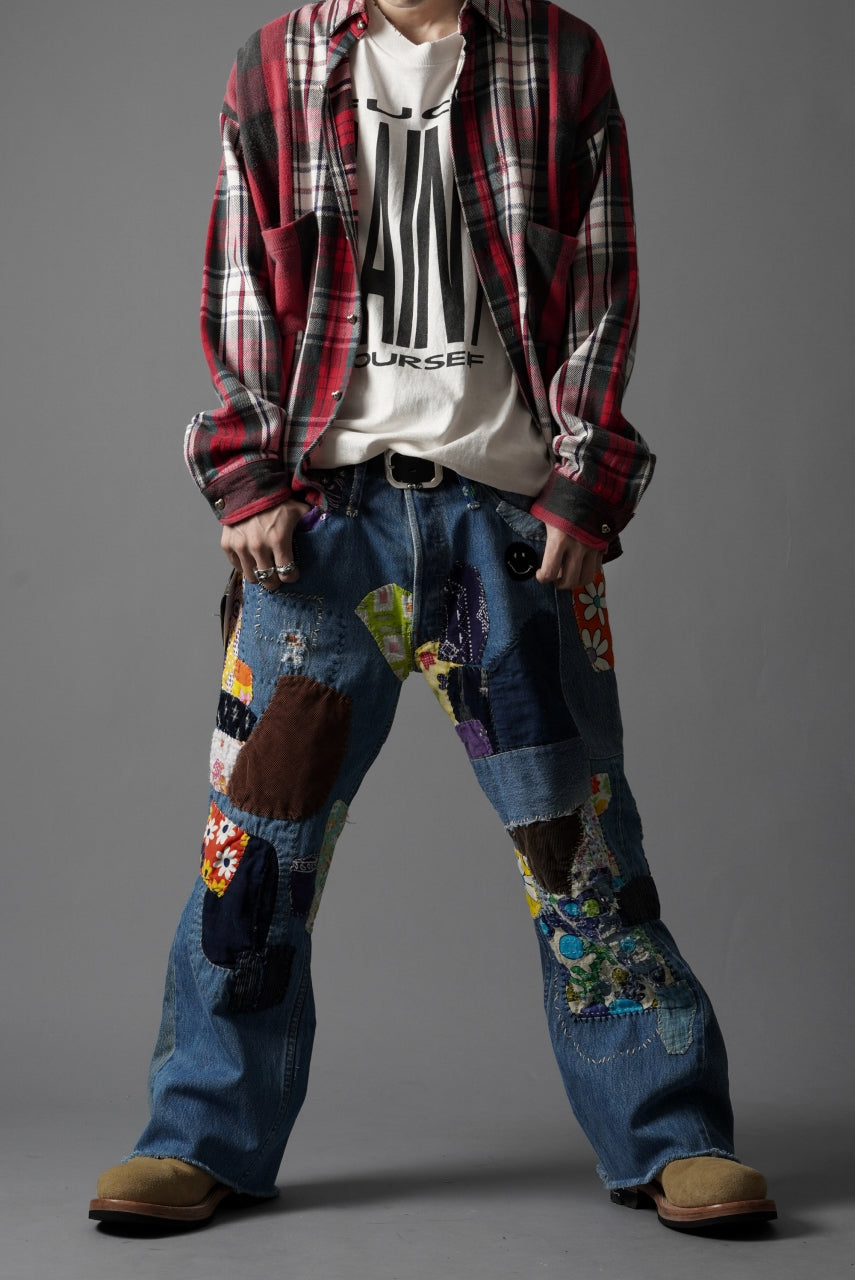 画像をギャラリービューアに読み込む, READYMADE HIPPIE DENIM PANTS / VINTAGE REMAKE + ART CRAFT (BLUE)