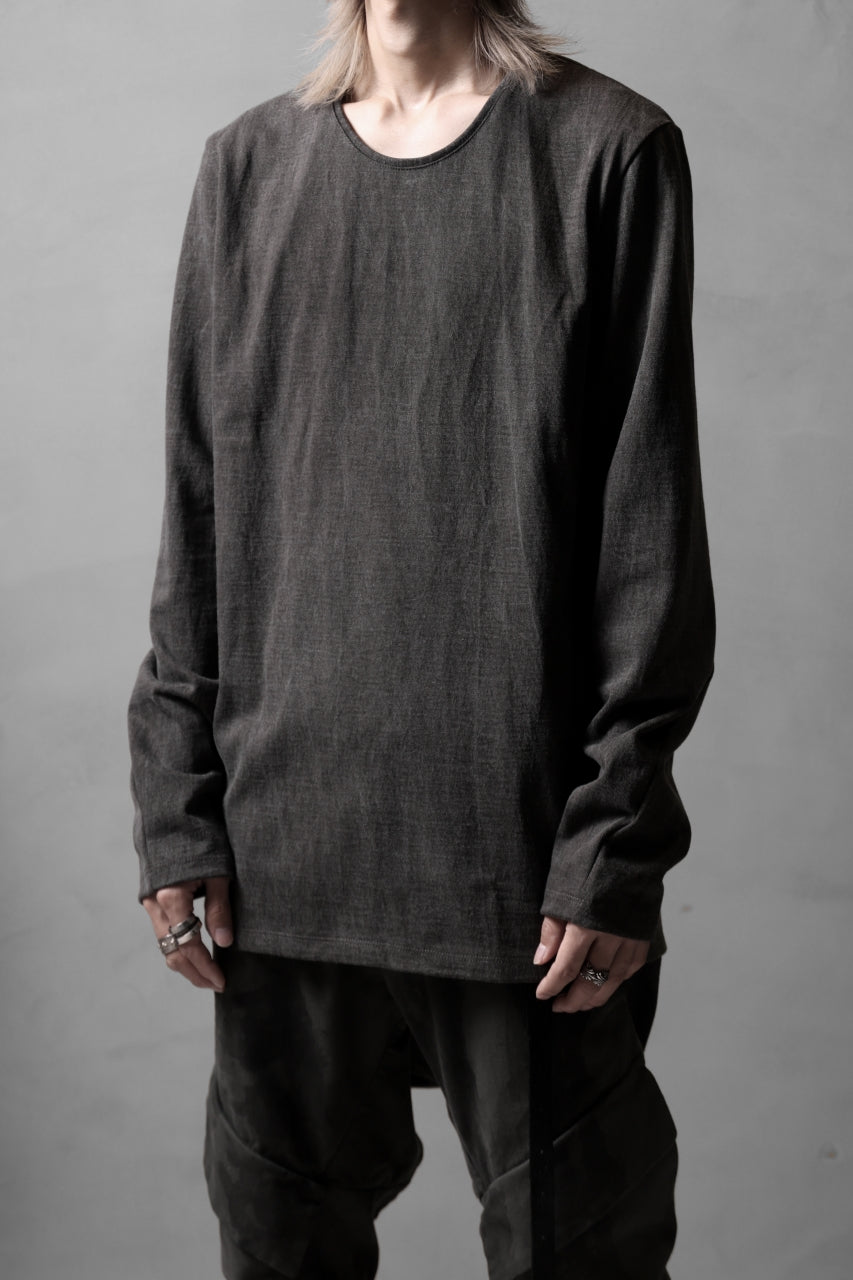 Load image into Gallery viewer, black crow x LOOM exclusive long sleeve tops / sumi dyed cotton jersey (carbon)