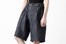 画像をギャラリービューアに読み込む, CAPERTICA 2-TUCK WIDE SHORTS / WASHABLE WOOL x LINEN GABARDINE (DARK NAVY)