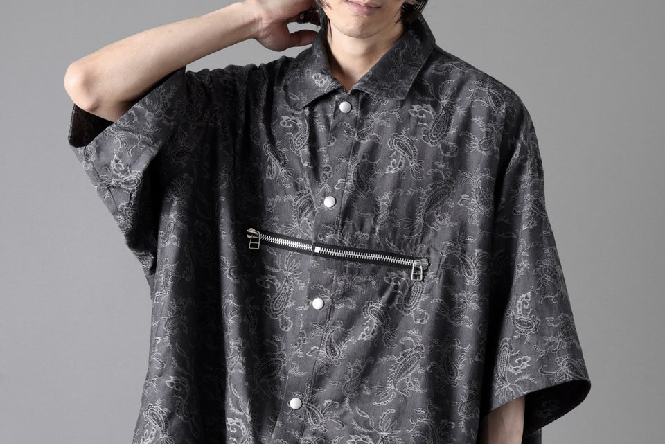 画像をギャラリービューアに読み込む, A.F ARTEFACT FRONT ZIP SQUEEZING SHIRT / PAISLEY JACQUARD (D.GREY)
