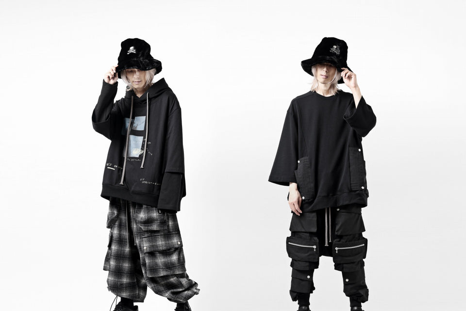 画像をギャラリービューアに読み込む, A.F ARTEFACT HEM-STRING WIDE CARGO PANTS / OMBRE FLANNEL(BLACK x WHITE)