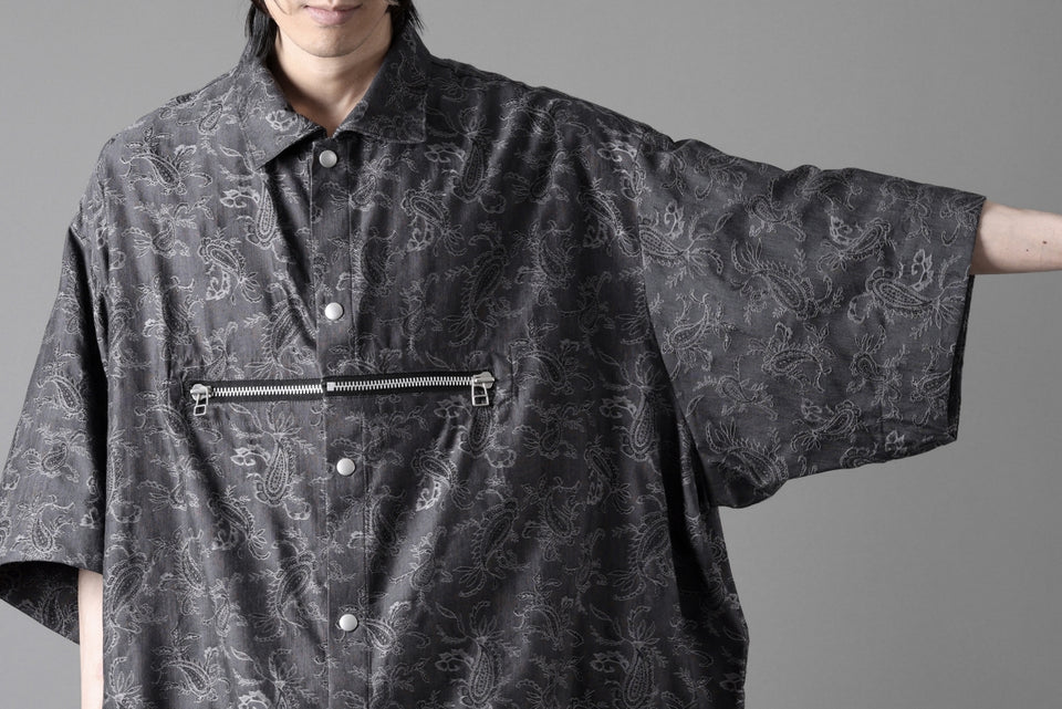 画像をギャラリービューアに読み込む, A.F ARTEFACT FRONT ZIP SQUEEZING SHIRT / PAISLEY JACQUARD (D.GREY)