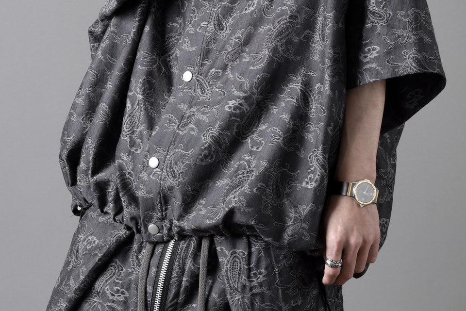 画像をギャラリービューアに読み込む, A.F ARTEFACT FRONT ZIP SQUEEZING SHIRT / PAISLEY JACQUARD (D.GREY)