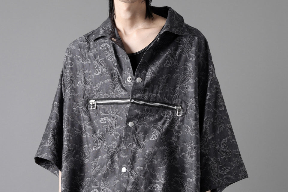 画像をギャラリービューアに読み込む, A.F ARTEFACT FRONT ZIP SQUEEZING SHIRT / PAISLEY JACQUARD (D.GREY)