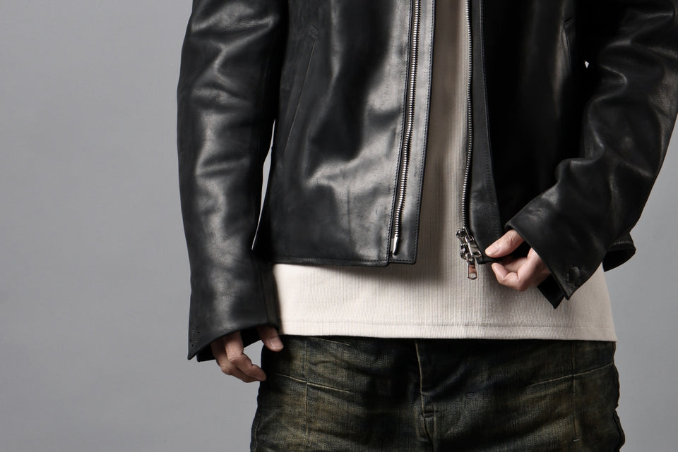 画像をギャラリービューアに読み込む, ierib EX-Collared Zip Jacket / Horse Nubuck Leather (BLACK)