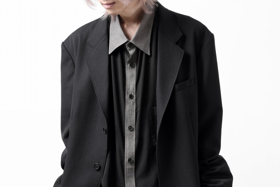 画像をギャラリービューアに読み込む, Y's for men SWITCHING COLLAR-PLACKET SHIRT / CELLULOSE LINEN (BLACK)