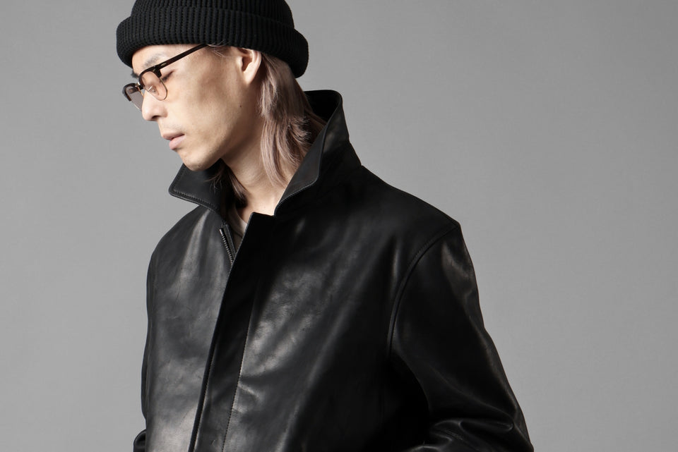 画像をギャラリービューアに読み込む, ierib EX-Collared Zip Jacket / Horse Nubuck Leather (BLACK)