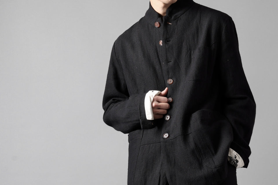画像をギャラリービューアに読み込む, Aleksandr Manamis exclusive 19IEME Stand Collar Jacket / Mesh Linen (BLACK)