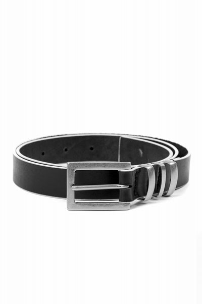 Y's THICK SEMI GLOSS LEATHER BELT 25mm (BLACK×WHITE)
