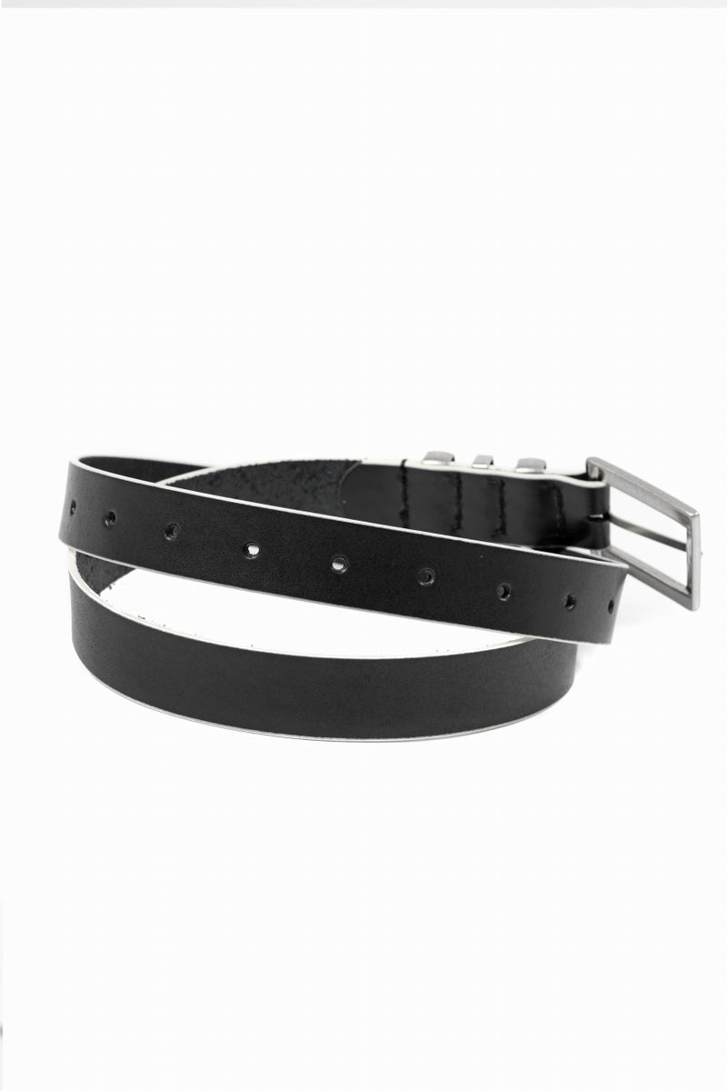 Y's THICK SEMI GLOSS LEATHER BELT 25mm (BLACK×WHITE）の通販